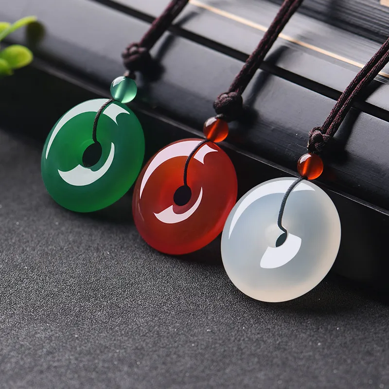 Wedding Yes - Natural Multicolor Jade Doughnut Pendant Agate