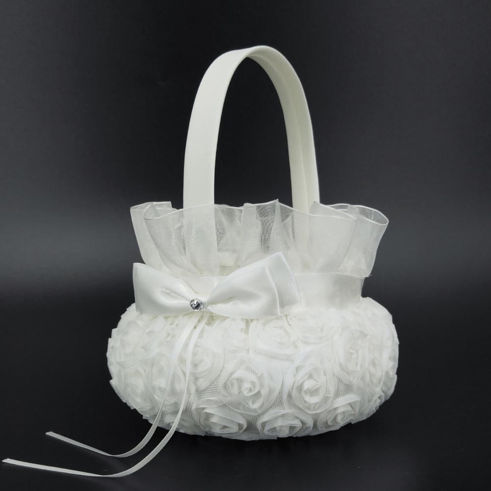 Romantic Flower Pearl Bowknot  - Flower Girl Basket recension och pris
