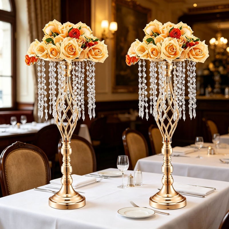 Elegant Tall Gold Crystal Flow - Flower Girl Basket recension och pris
