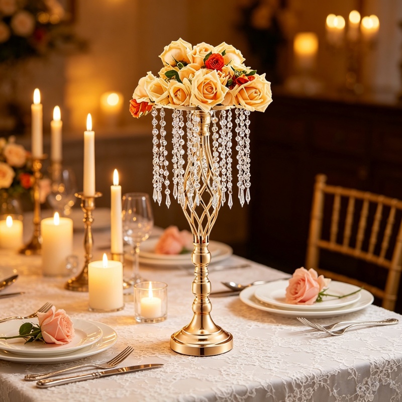 Elegant Tall Gold Crystal Flow - Flower Girl Basket recension och pris