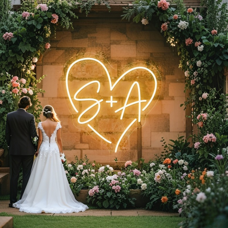 Custom Initials Heart LED Neon - Wedding Led recension och pris