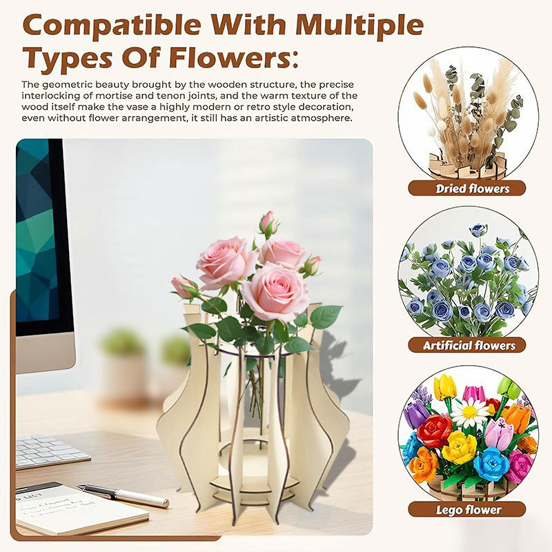 Wooden Puzzle Vase For Bouquet - Flower Girl Basket recension och pris