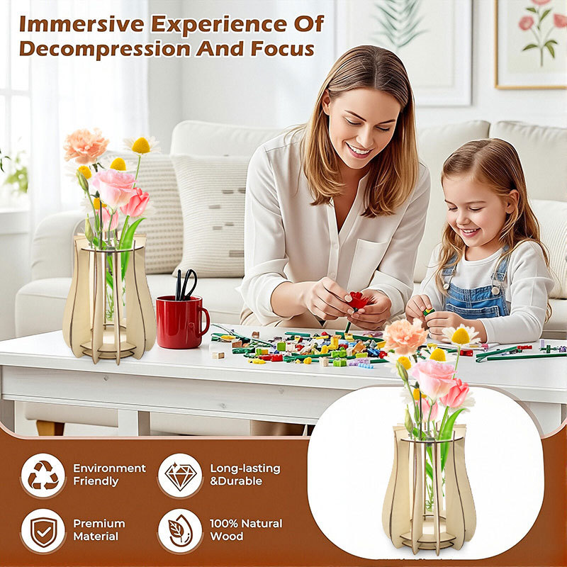 Wooden Puzzle Vase For Bouquet - Flower Girl Basket recension och pris