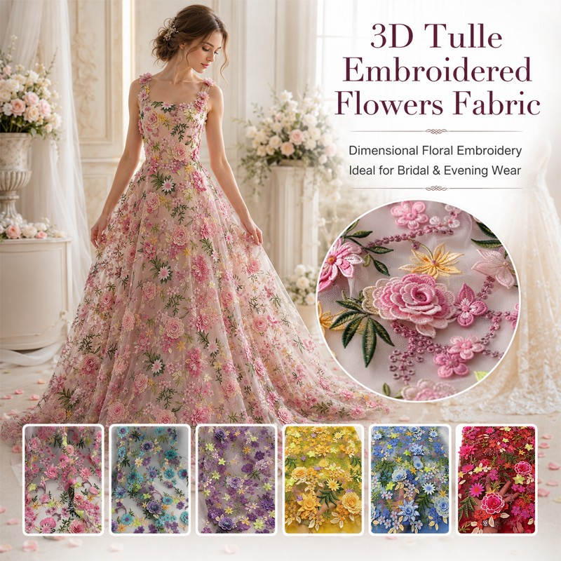 90x130cm 3D Floral Embroidered - Wedding Dress Supply recension och pris