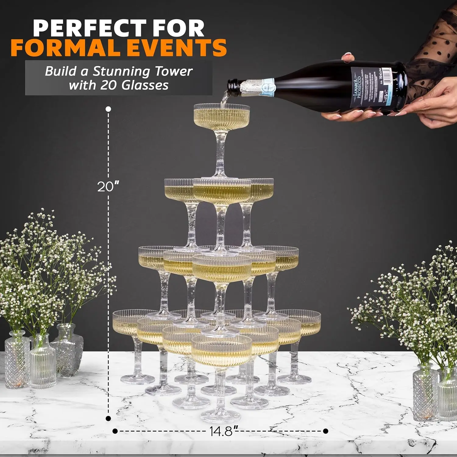 20-60PCS Acrylic Champagne Tow - Champagne Tower Set recension och pris